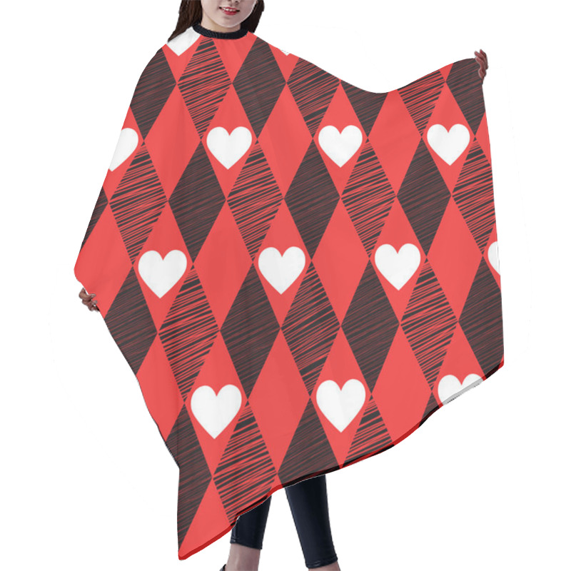 Personality  Love Seamless Background With Rhombus And Hearts Hair Cutting Cape