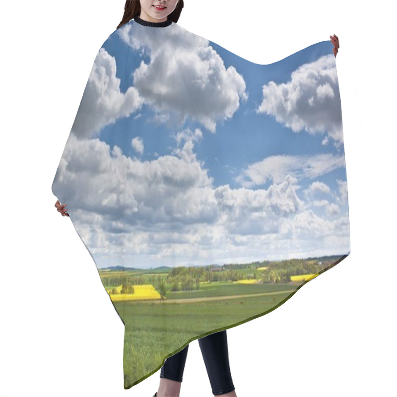 Personality  Spring Landscape With Yellow Rape Field Hair Cutting Cape