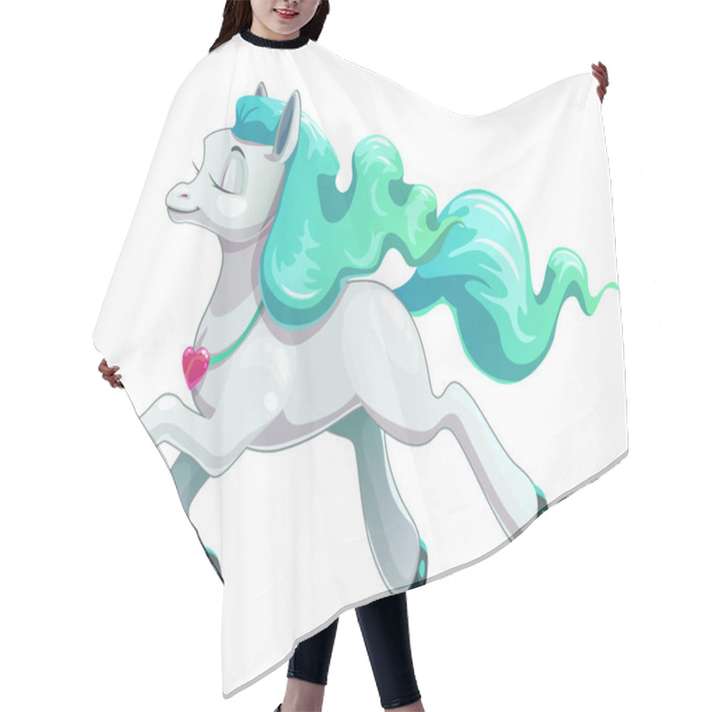 Personality  Little Cute Cartoon Flying White Horse Icon. Hair Cutting Cape