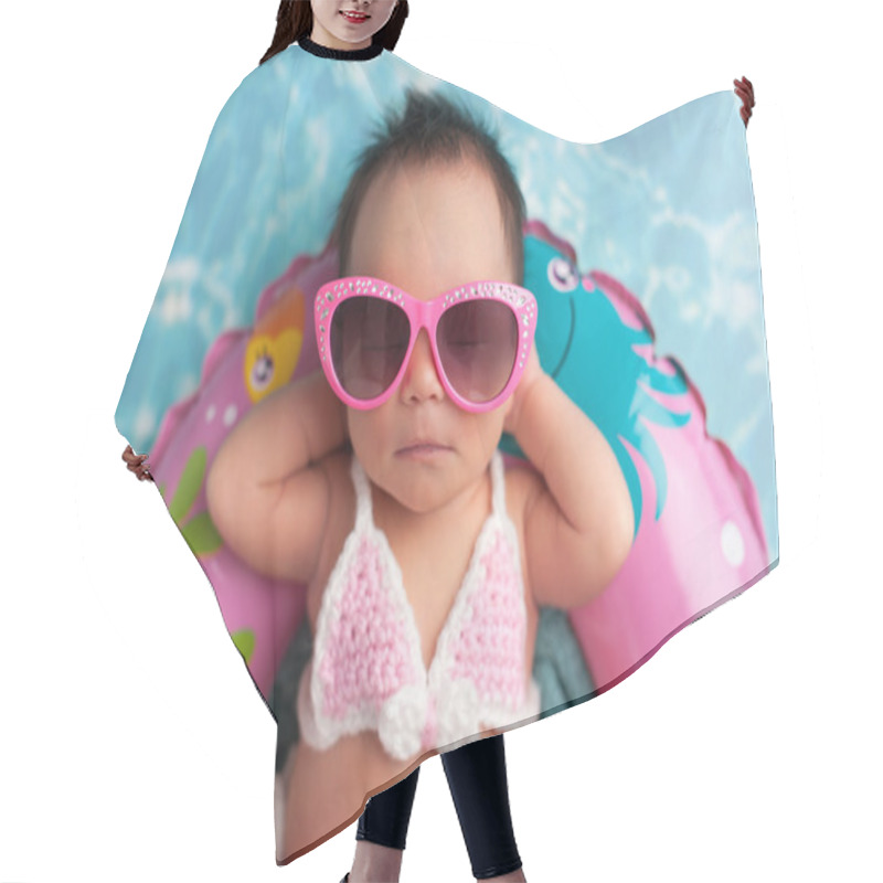 Personality  Newborn Baby Girl Wearing Sunglasses And A Bikini Top Hair Cutting Cape