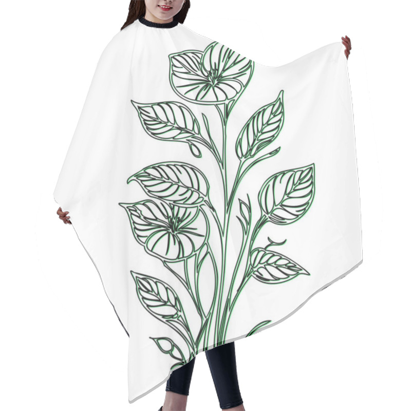 Personality  Simple Line Drawing Of A Flower With Leaves Hair Cutting Cape