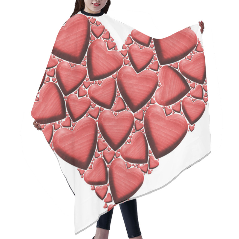 Personality  Red Wooden Heart With Many Hearts Hair Cutting Cape