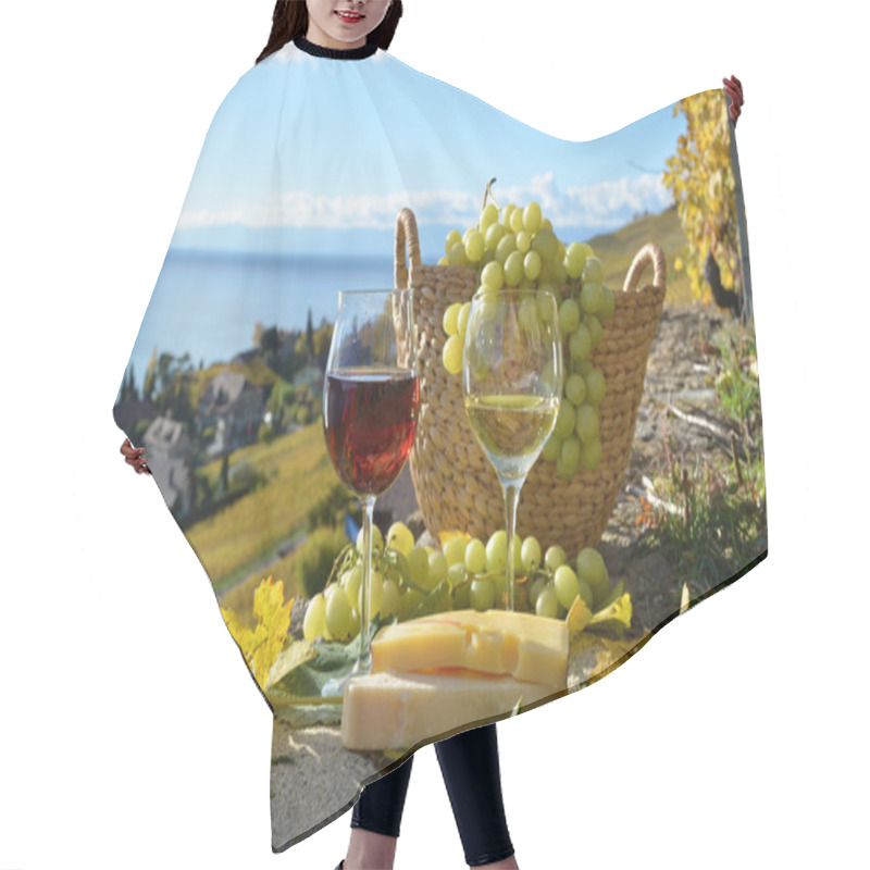 Personality  Two Wineglasses, Cheese And Grapes On The Terrace Of Vineyard Hair Cutting Cape