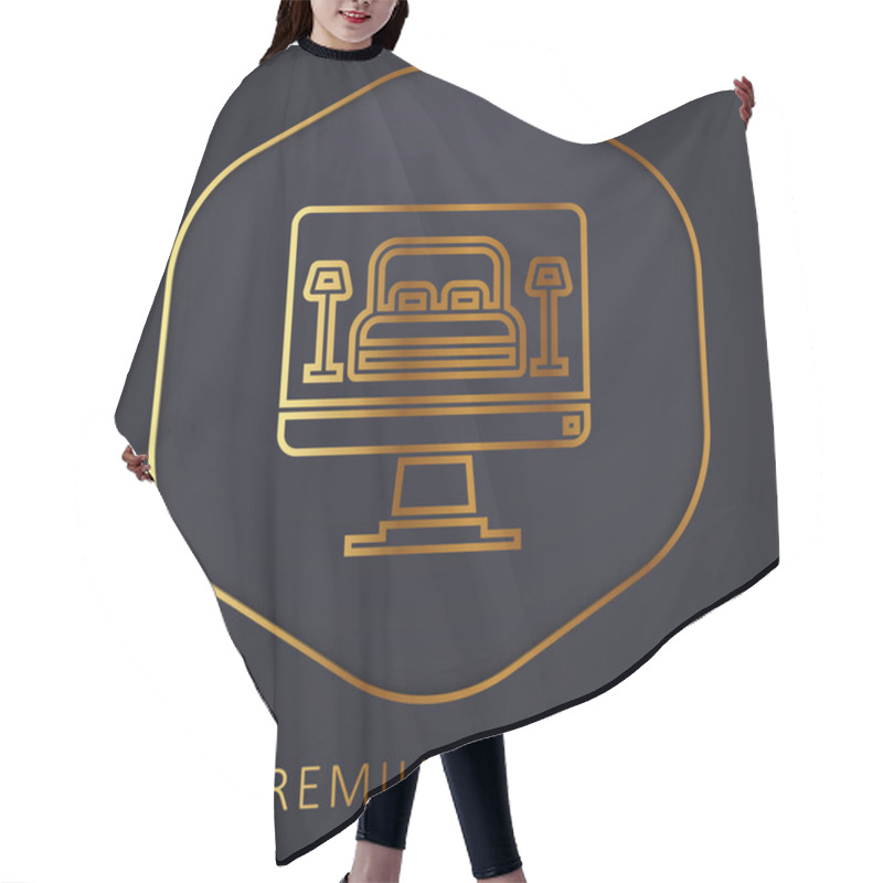 Personality  Booking Golden Line Premium Logo Or Icon Hair Cutting Cape