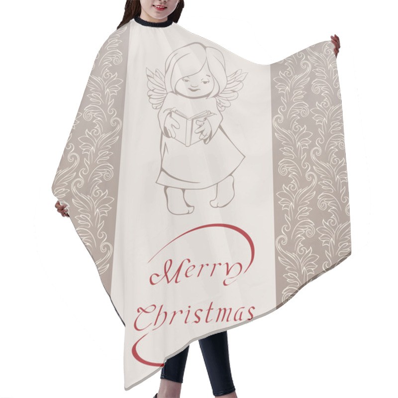 Personality  Rich Ornate Christmas Background With Singing Angel. Hair Cutting Cape