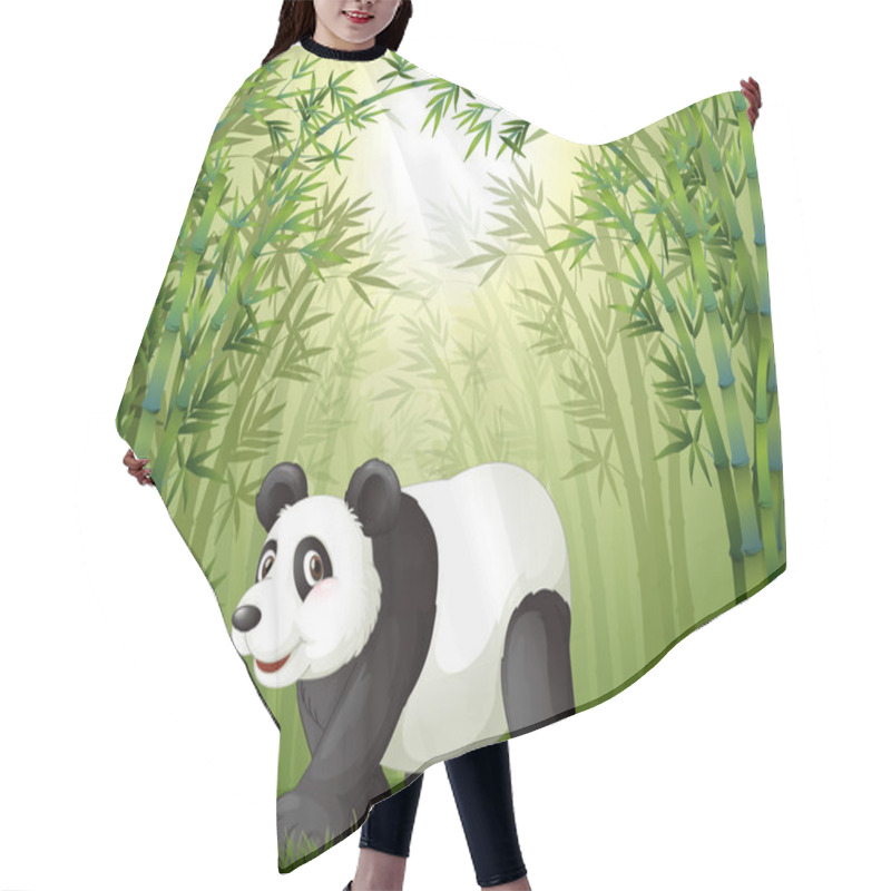 Personality  Bamboo Trees With A Panda At The Center Hair Cutting Cape