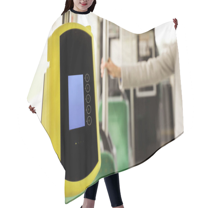 Personality  Contactless Fare Payment Device In Public Transport, Space For Text Hair Cutting Cape