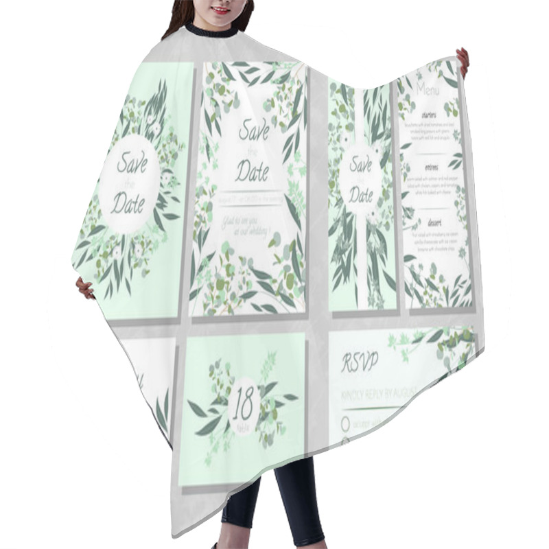 Personality  Wedding Cards With Eucalyptus. Hair Cutting Cape