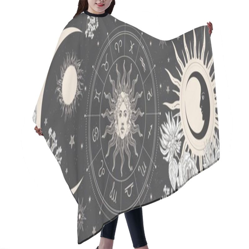 Personality  Black Magic Banner For Astrology, Fortune Telling, Horoscopes. Space Background. Hair Cutting Cape