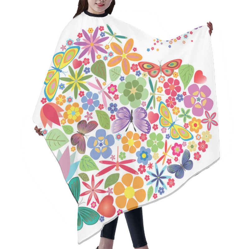 Personality  Holiday Heart With Flowers And Butterflies Hair Cutting Cape