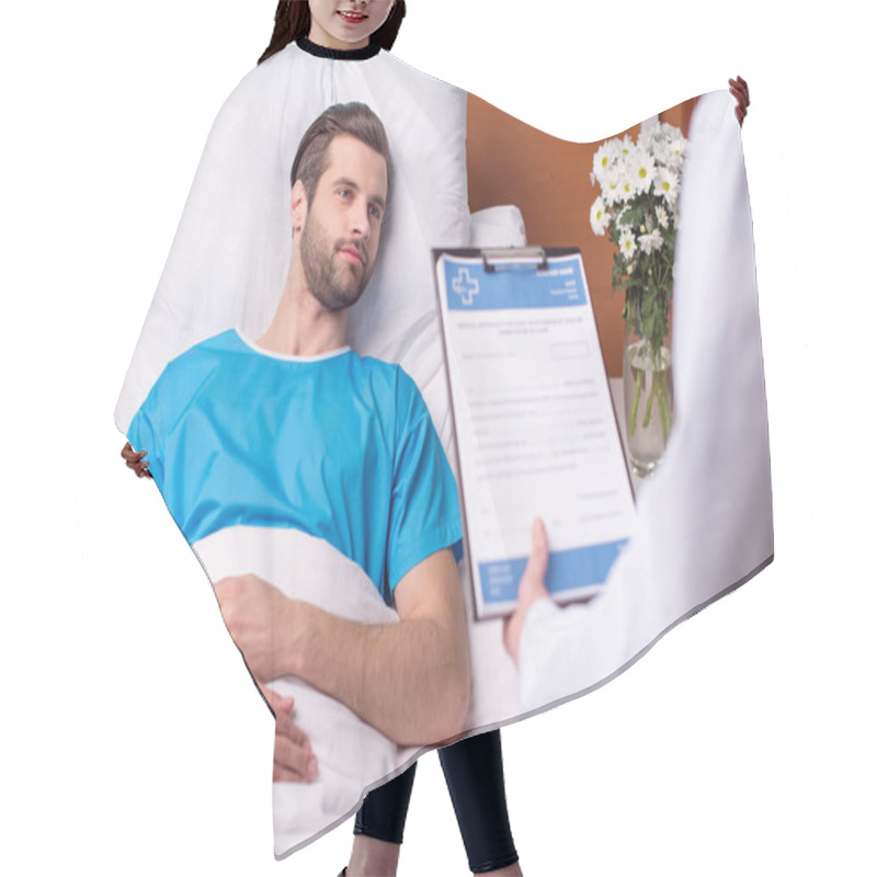 Personality  Male Patient In Hospital Hair Cutting Cape