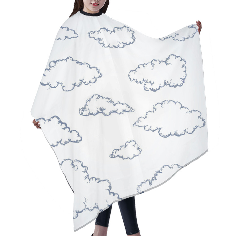 Personality  Vector Freehand Sketch. Clouds Hair Cutting Cape