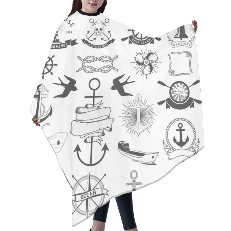 Personality  Nautical Set.  Vector Illustration Hair Cutting Cape