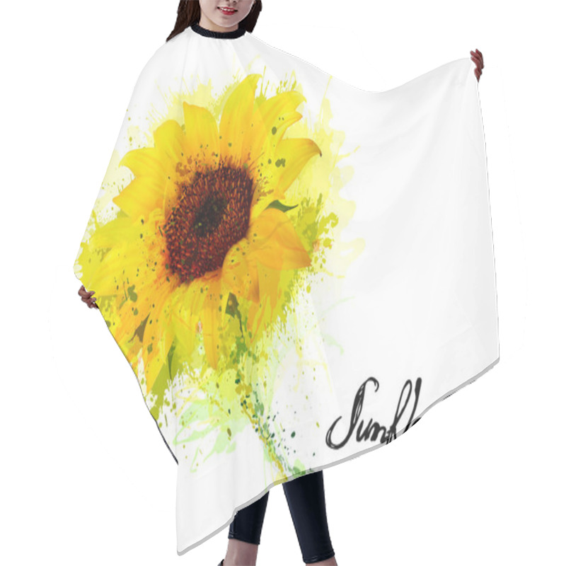 Personality  Nature Background With Yellow Sunflower. Vector Hair Cutting Cape