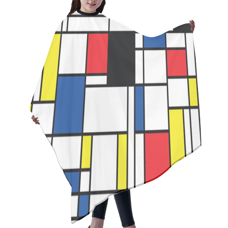 Personality  Checkered Piet Mondrian Style Emulation. The Netherlands Art History And Holland Painter. Dutch Mosaic Or Checker Line Pattern. Retro Pop Art Pattern Hair Cutting Cape