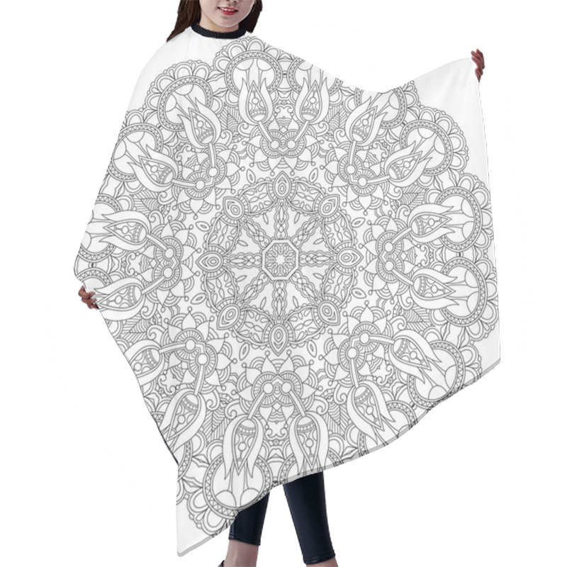 Personality  Circle Lace Ornament, Round Ornamental Geometric Doily Pattern,  Hair Cutting Cape