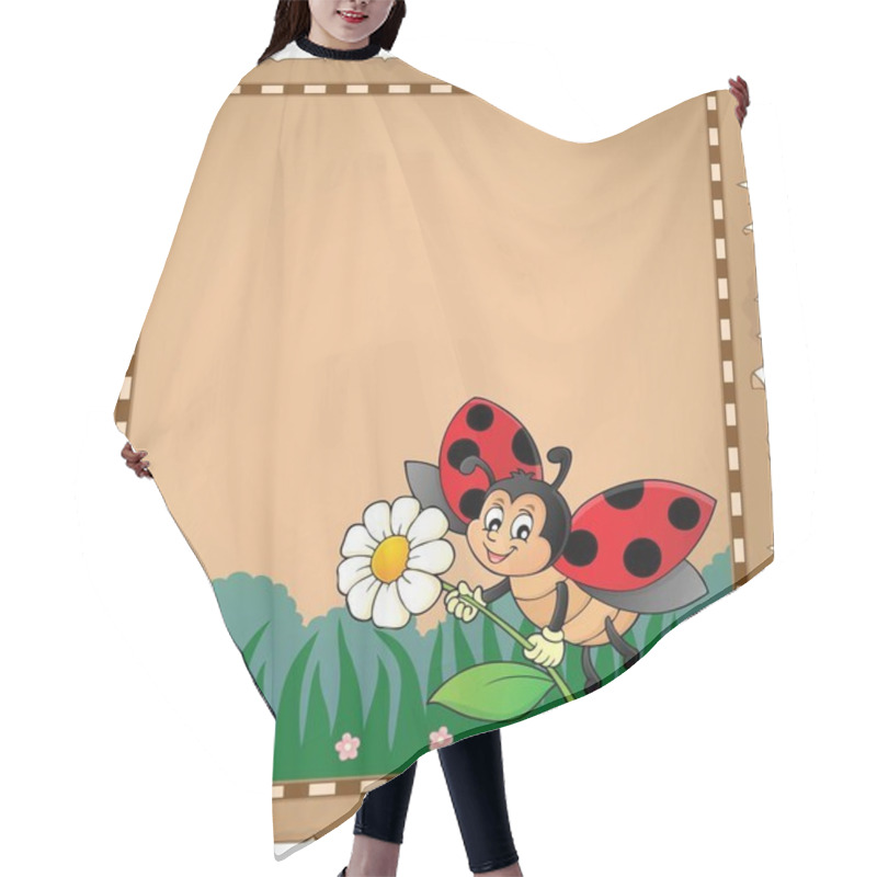 Personality  Parchment With Ladybug Holding Flower Hair Cutting Cape