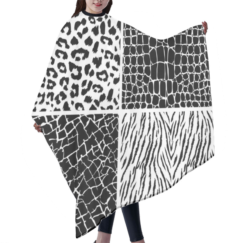 Personality  Set Of Animal Skin Seamless Patterns Hair Cutting Cape