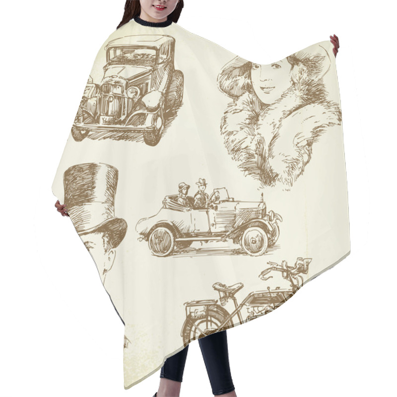 Personality  Old Times - Hand Drawn Set Hair Cutting Cape