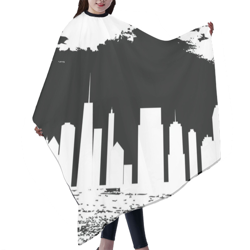 Personality  Vector Illustration Of Cities Silhouette Hair Cutting Cape