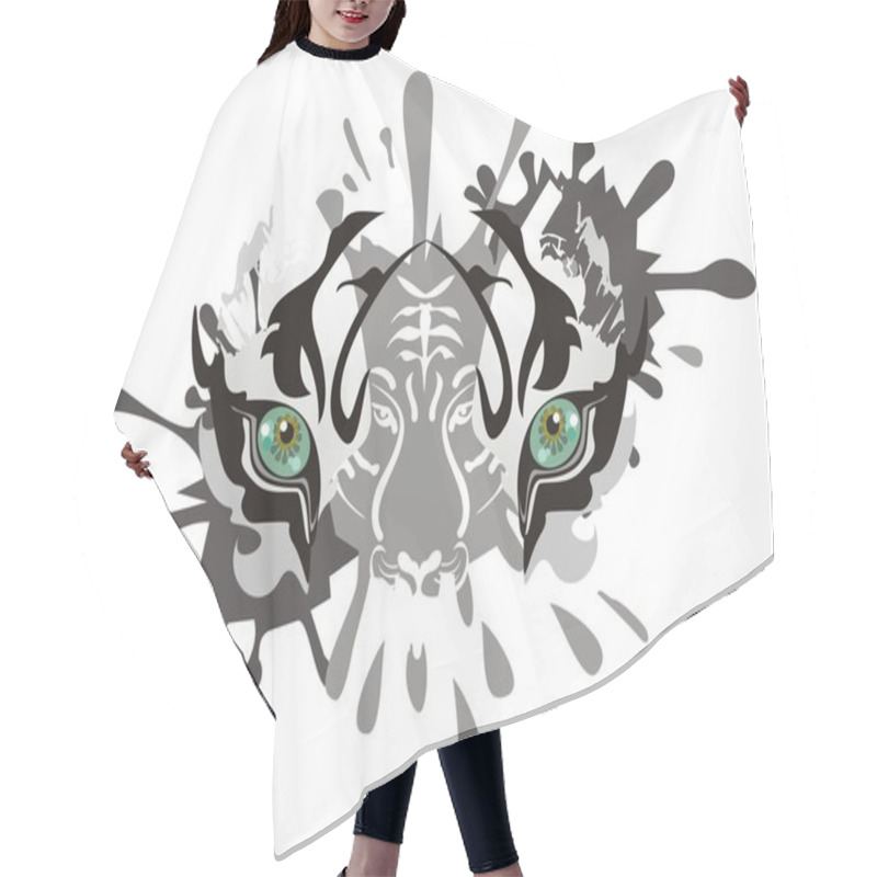 Personality  White Tiger Eyes Splashes Hair Cutting Cape