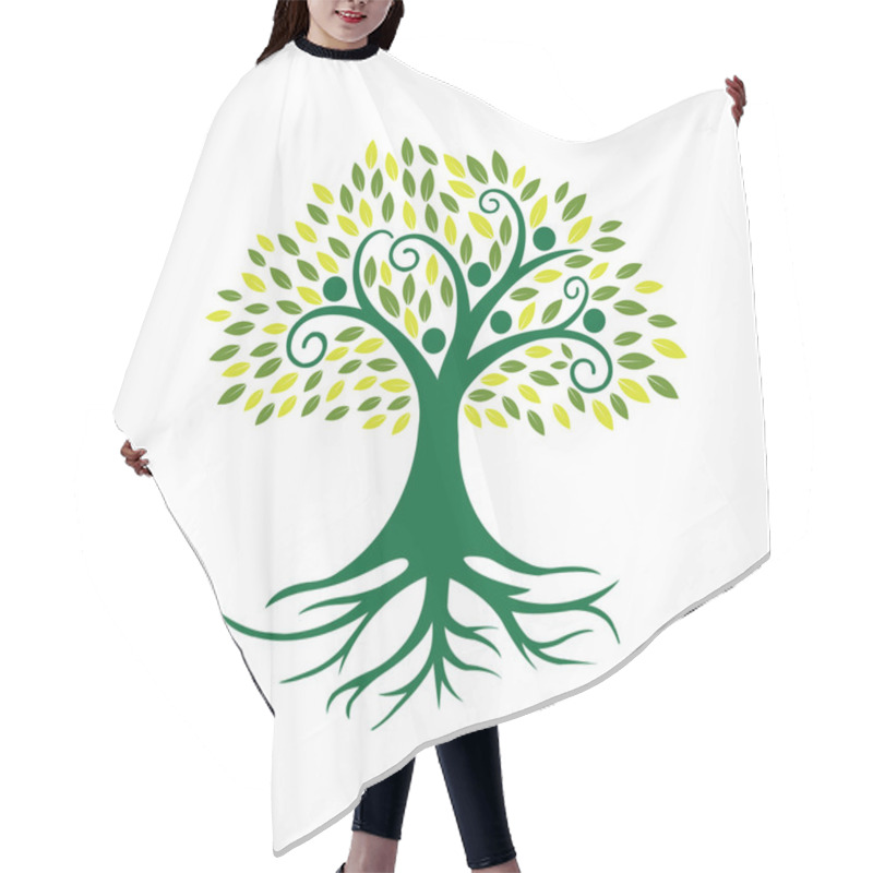 Personality  Vector Green People Tree Community Hair Cutting Cape