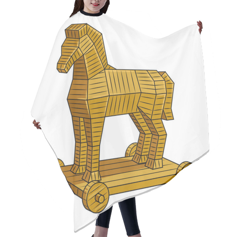 Personality  Trojan Horse Pop Art Vector Illustration Hair Cutting Cape