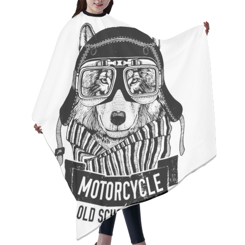 Personality  Wild WOLF For Motorcycle, Biker T-shirt Hair Cutting Cape