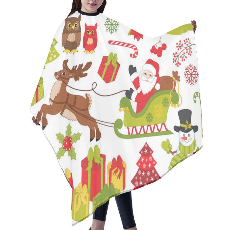 Personality  Vector Christmas Elements Set  Hair Cutting Cape