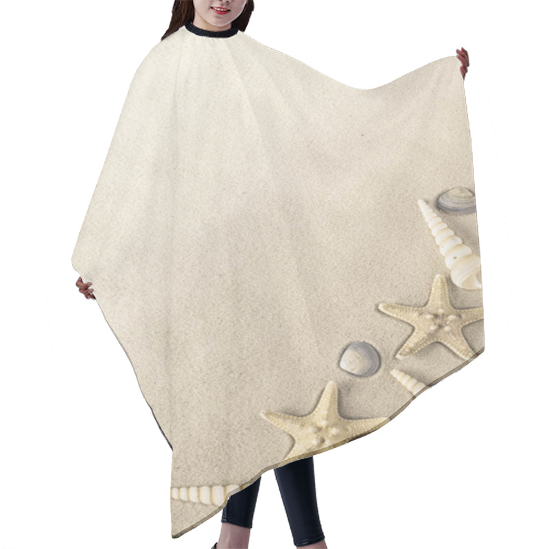 Personality  Starfish And Seafish On Sand Hair Cutting Cape