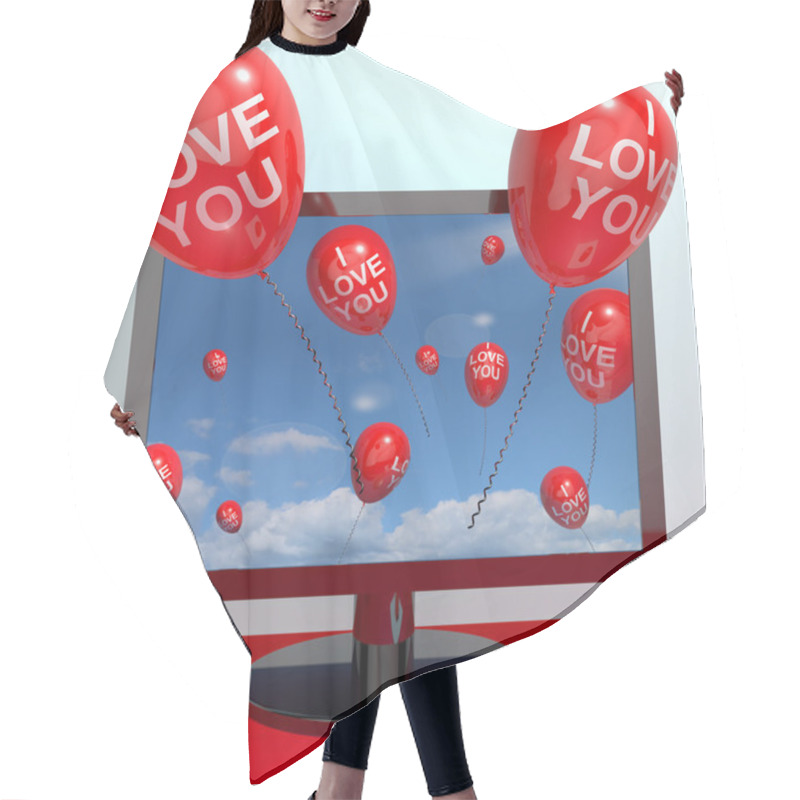 Personality  I Love You Balloons From Computer Screen Showing Love And Online Hair Cutting Cape