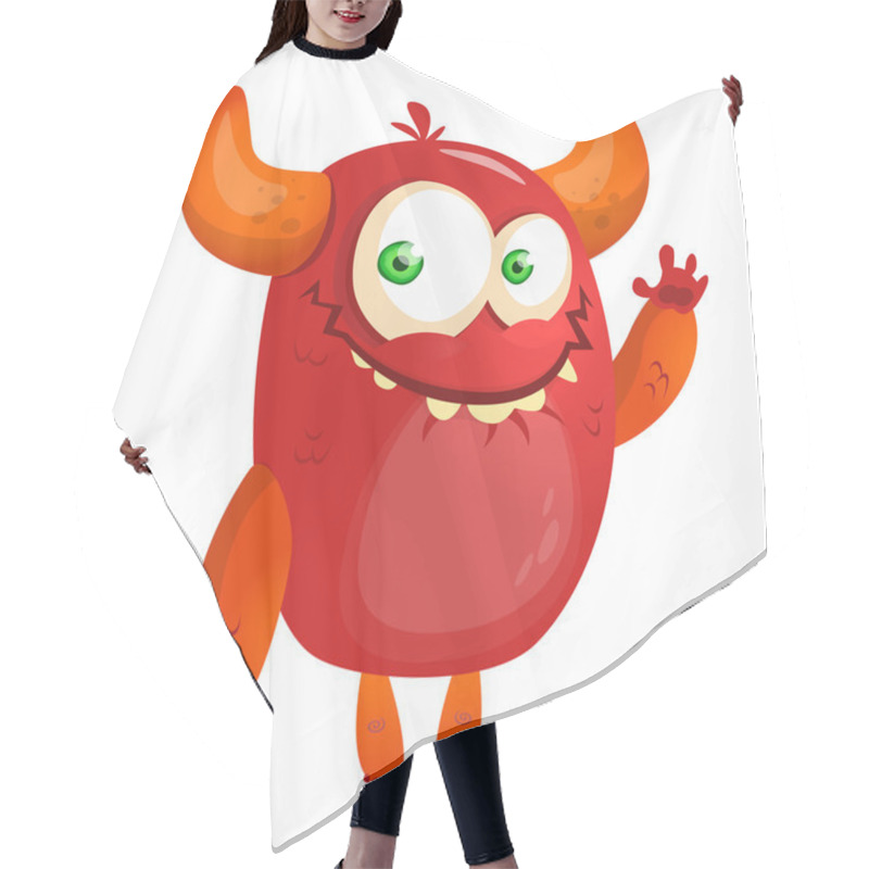 Personality  Cute Cartoon Monster. Halloween Vector Red Monster Hair Cutting Cape