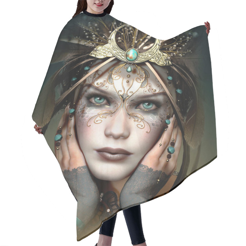 Personality  Vivi Mask With Fantasy Headdress, 3d CG Hair Cutting Cape