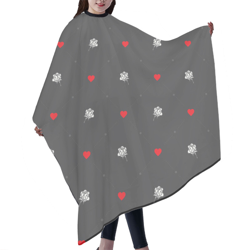 Personality  Seamless Geometric Pattern With Hearts And Roses. Hair Cutting Cape