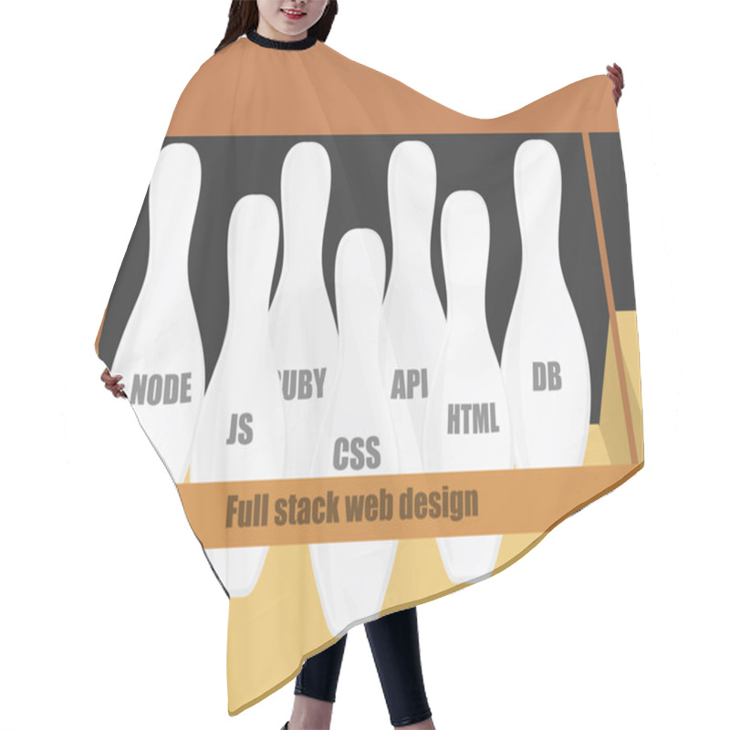 Personality  Full Stack Web Development Conceptual Illustration.  Hair Cutting Cape