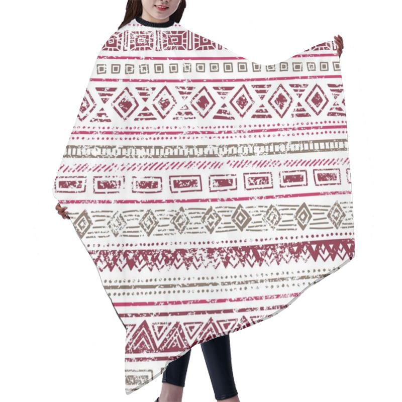 Personality  Seamless Ethnic Pattern. Geometric Elements On A White Backgroun Hair Cutting Cape