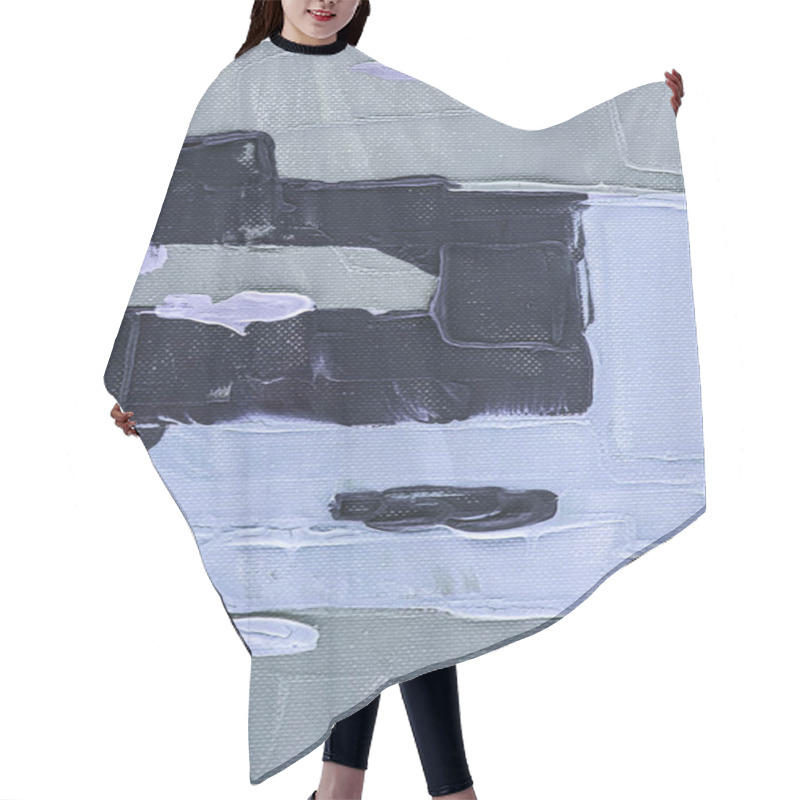 Personality  Grey, Black And Blue Brush Strokes On Abstract Oil Painting Hair Cutting Cape