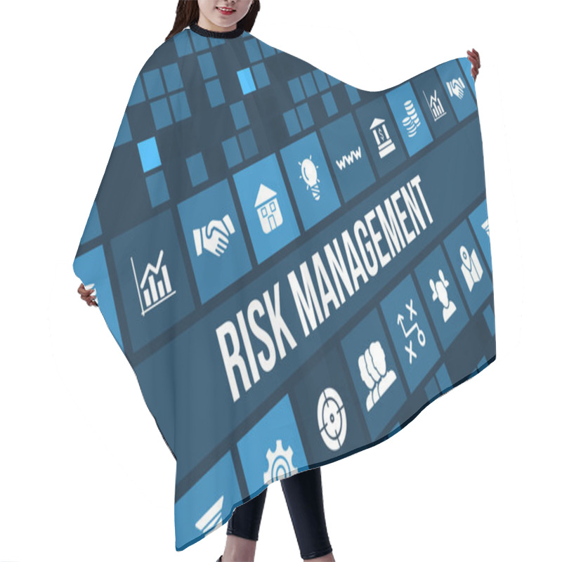 Personality  Risk Management Concept Image With Business Icons And Copyspace. Hair Cutting Cape