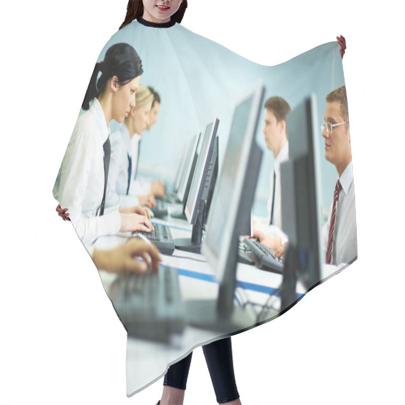 Personality  Workers Working On Computers Hair Cutting Cape