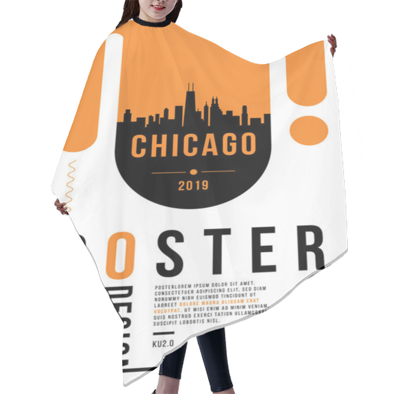 Personality  Minimal City Linear Skyline With Typographic Design, Chicago Hair Cutting Cape