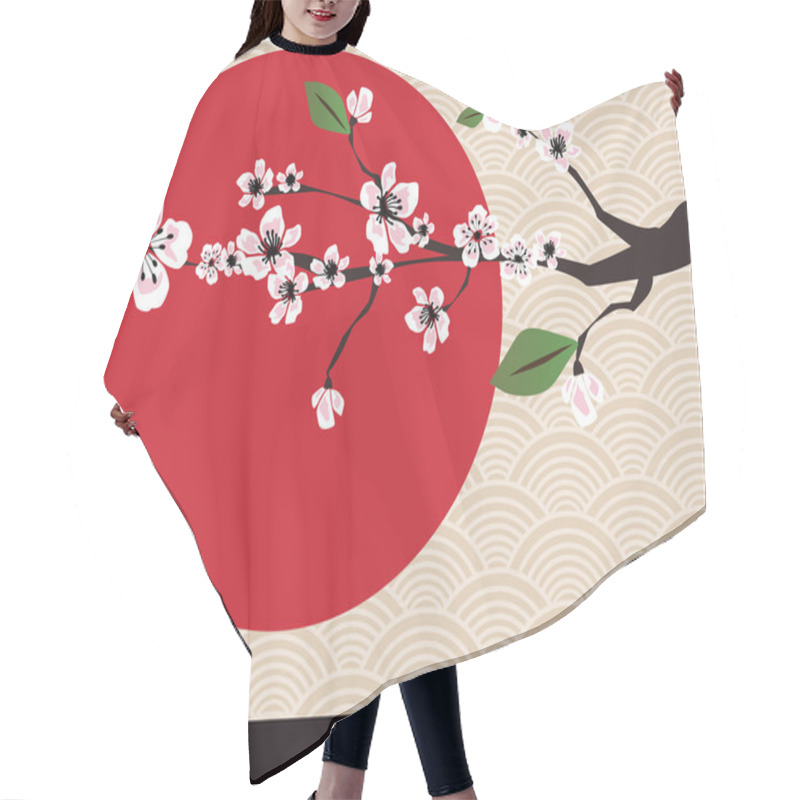 Personality  Traditional Japanese Background With Cherry Blossom, Vector Hair Cutting Cape