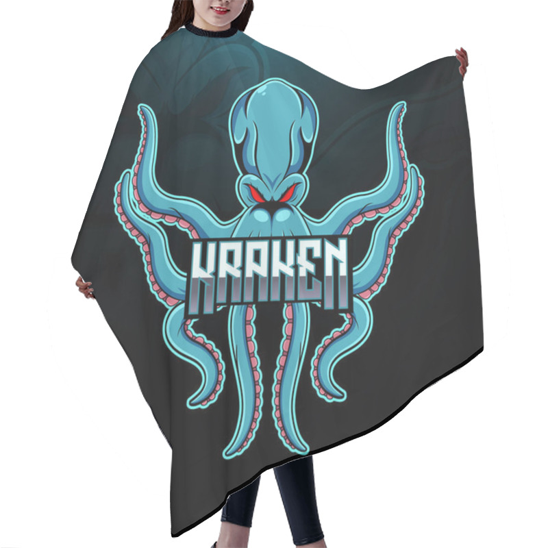 Personality  Kraken Esport Mascot Logo Design Hair Cutting Cape