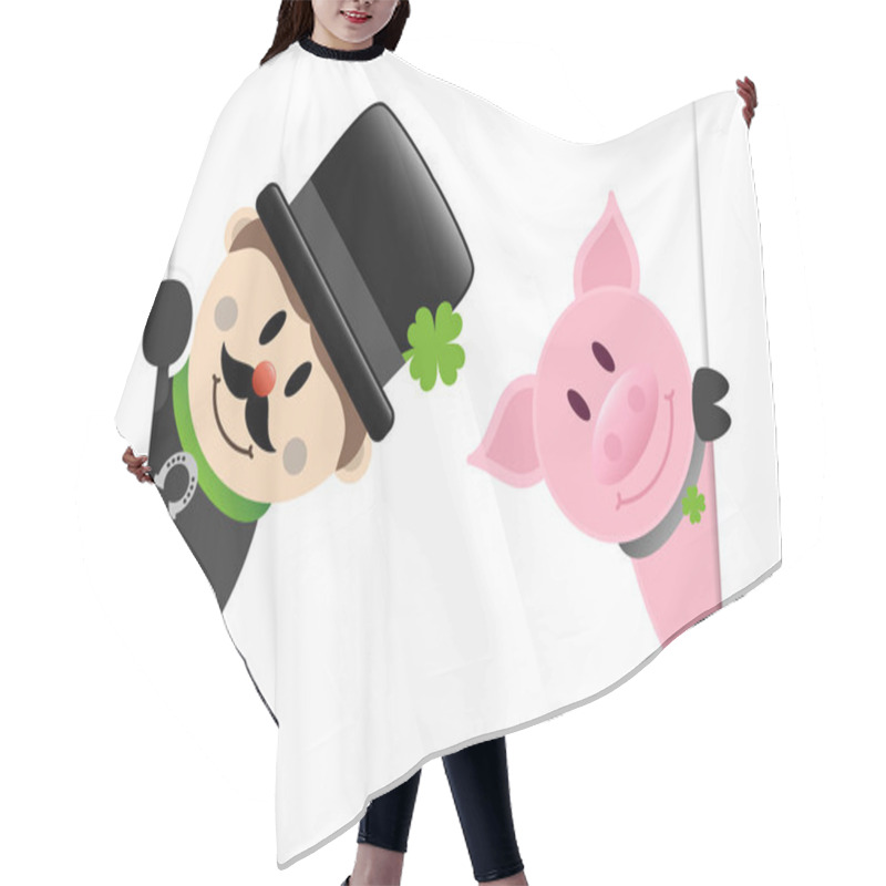 Personality  Chimney Sweep Mustache And Pig Inside Banner Hair Cutting Cape