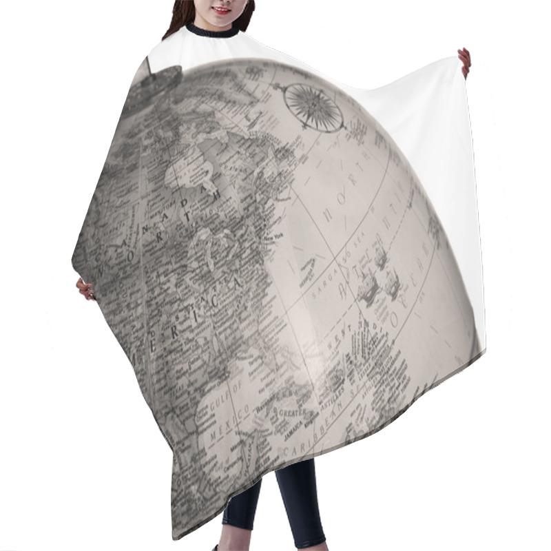 Personality  Black And White Image Of The Globe Hair Cutting Cape