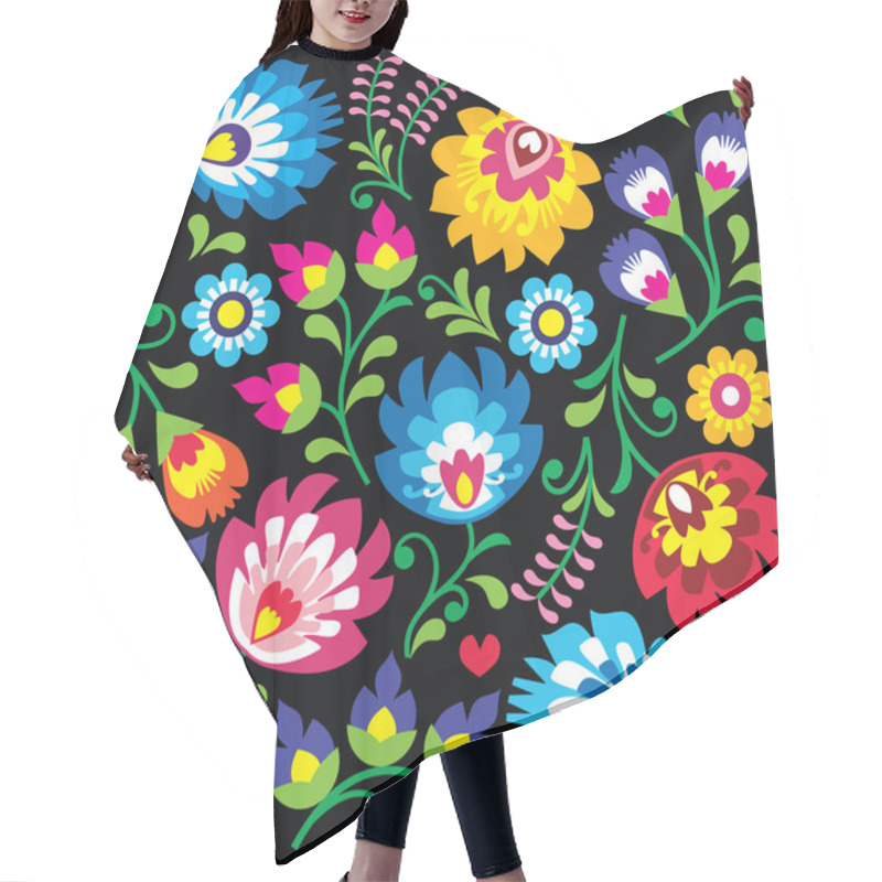 Personality  Floral Polish Folk Art Pattern On Black - Wzory Lowickie, Wycinanki Hair Cutting Cape