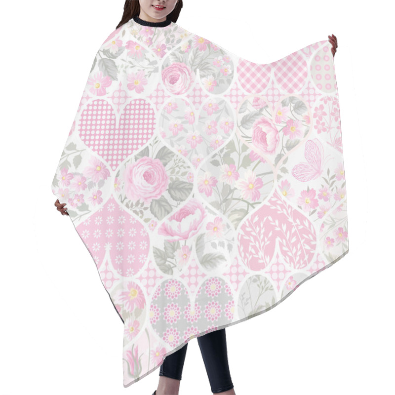 Personality  Seamless Patchwork Pattern With Hearts Hair Cutting Cape