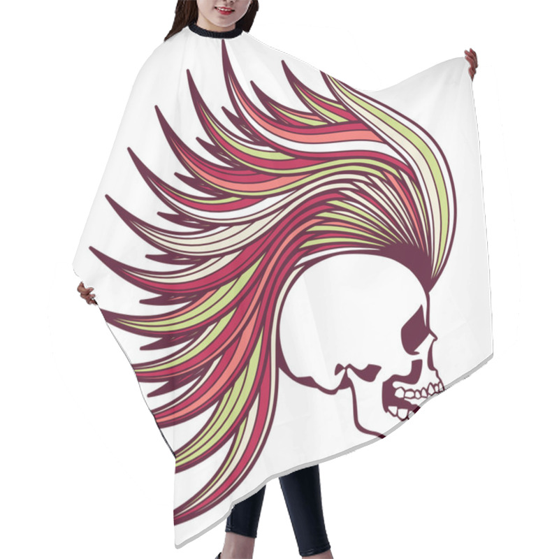 Personality  Skull With Mohawk. Vector Background Hair Cutting Cape