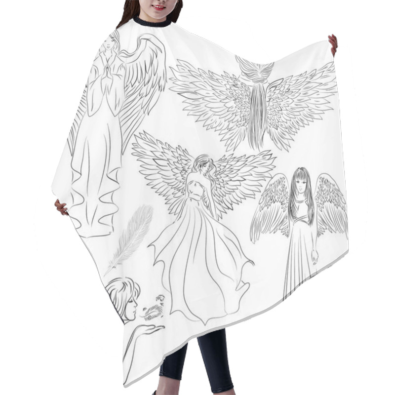 Personality  Set Pictures Of Angels In A Cartoon Style Hair Cutting Cape