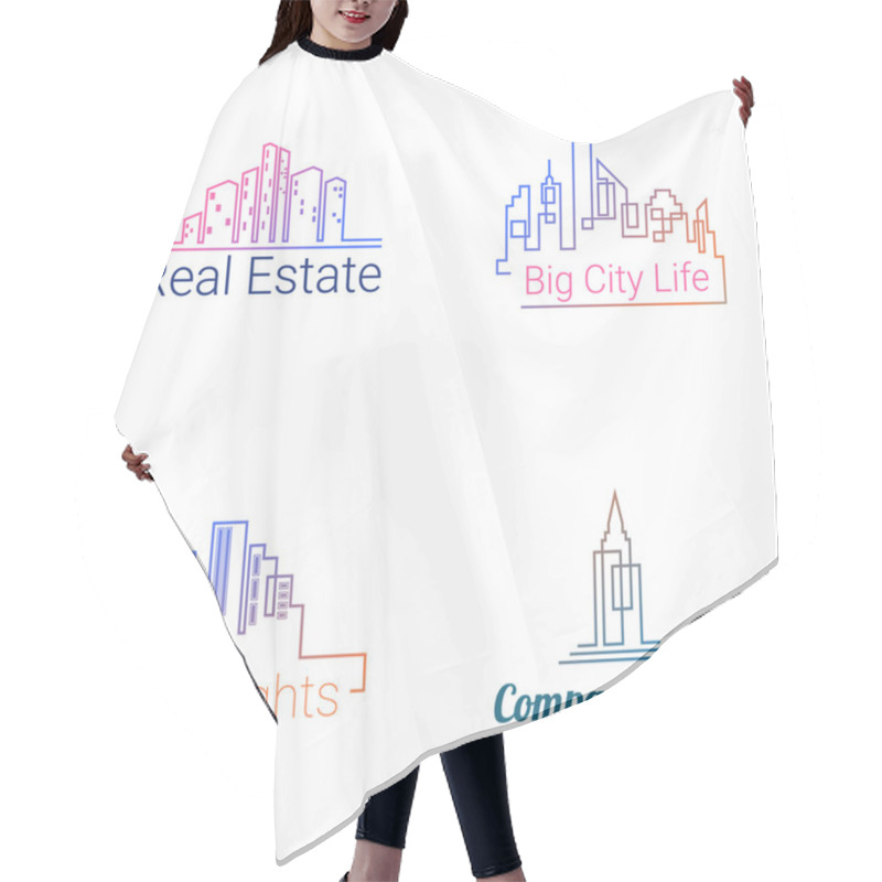 Personality  City Buildings Logo Silhouette Icons. Vector  Hair Cutting Cape