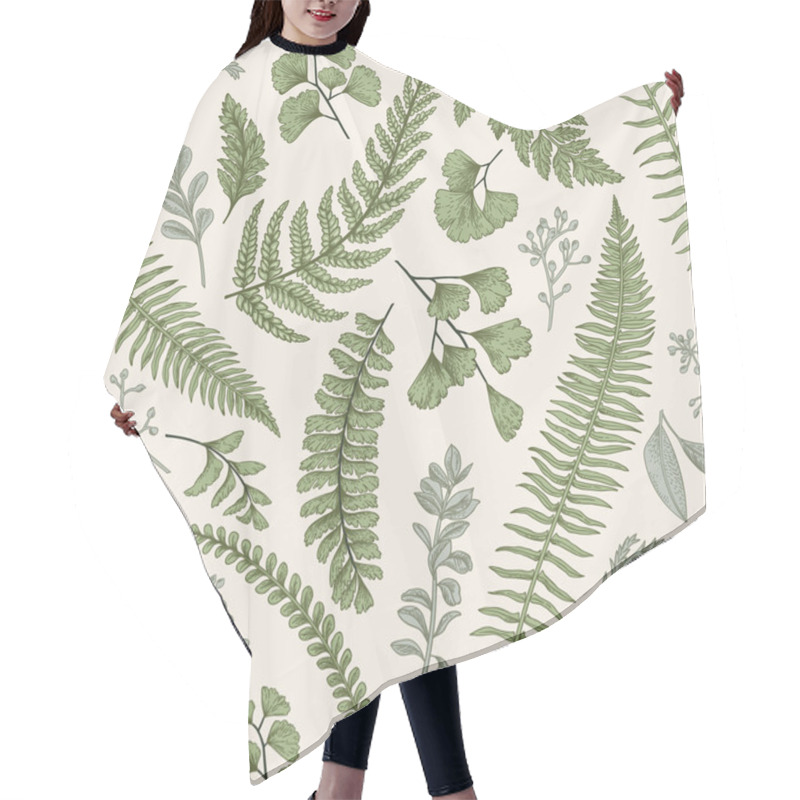 Personality  Seamless Floral Pattern With Herbs And Leaves Hair Cutting Cape